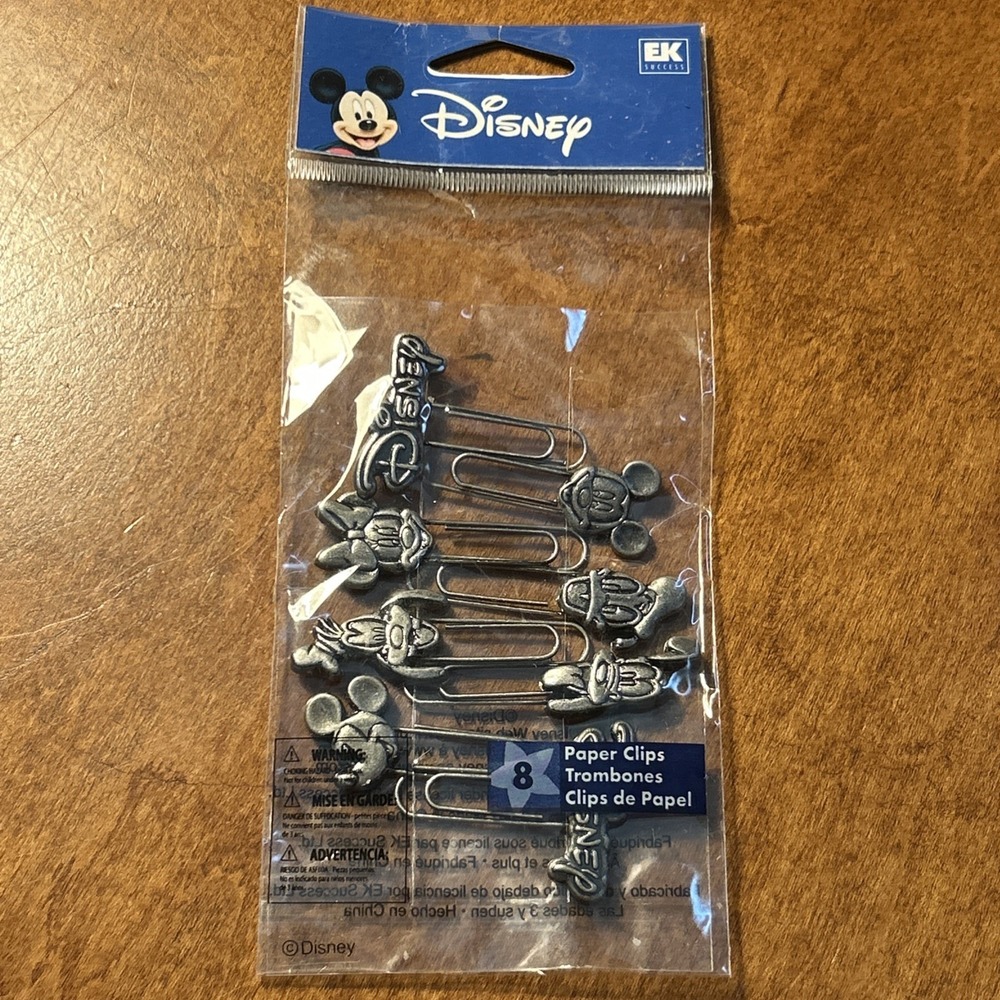 DISNEY MICKEY MOUSE AND FRIENDS PEWTER SET OF 8 LARGE PAPER CLIPS F1